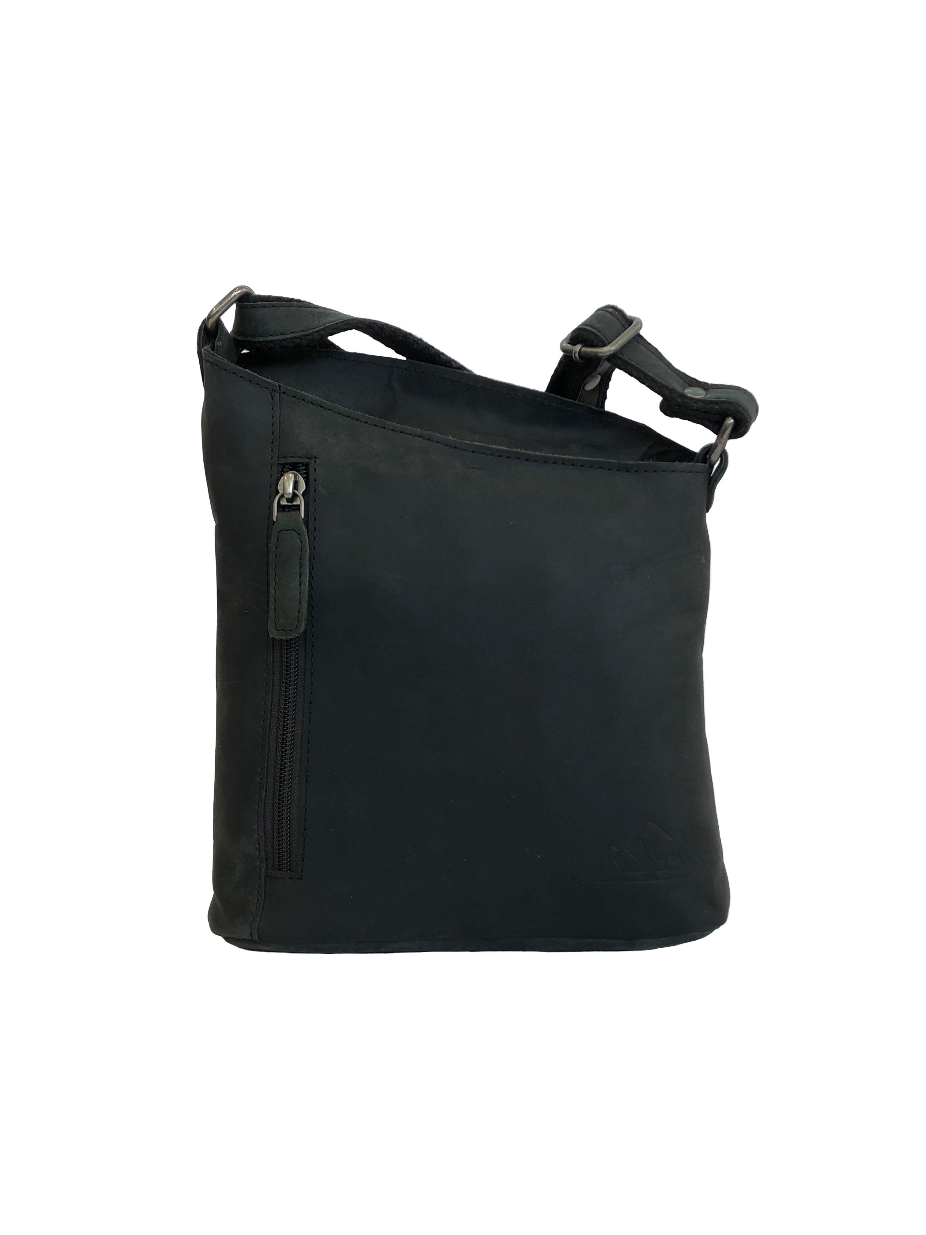 Bayern Bag Handtasche PAULA, Ledertasche Umhängetasche Crossbody Bag Vintage Black