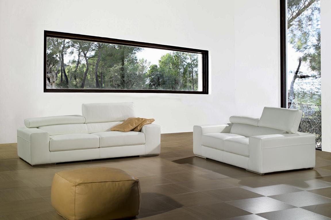 Lounge, Sitz in Sofa Couch 3er Polster 3-Sitzer Europe Made Beiger JVmoebel Ledersofa