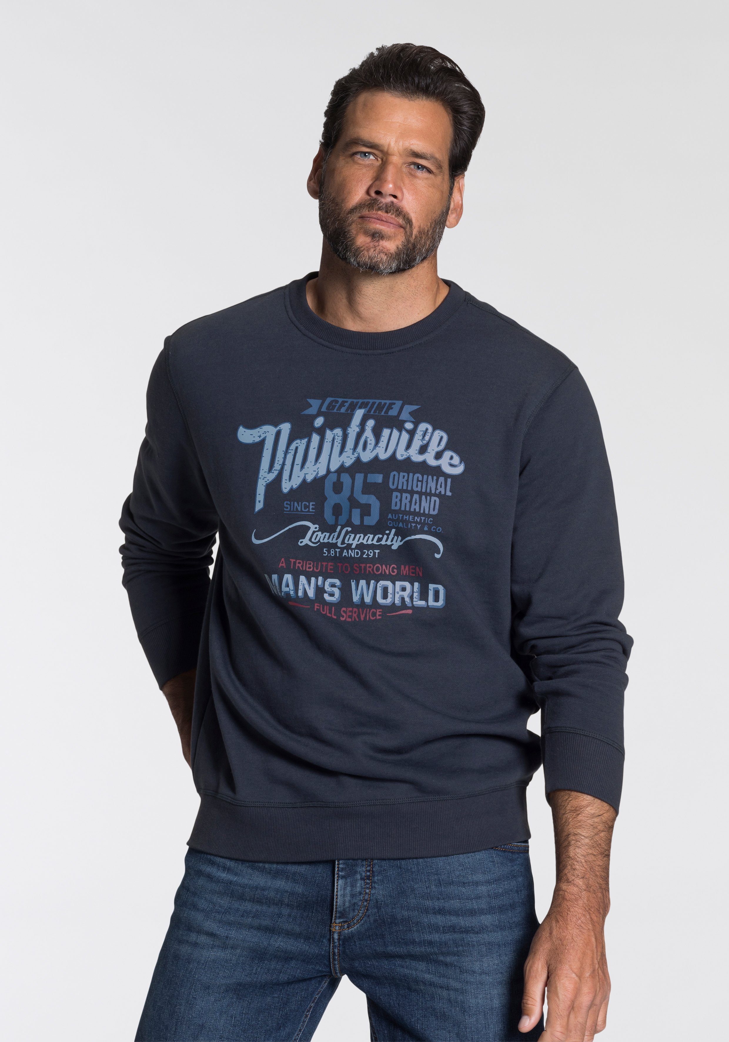 Man's World Sweatshirt Langarm, lässiger Print, Rundhals, aus Baumwollmisch günstig online kaufen