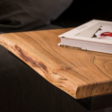 RINGO-Living Nachttisch Massivholz Nachttisch Apikalia in Natur-hell und Schwarz-matt, Möbel