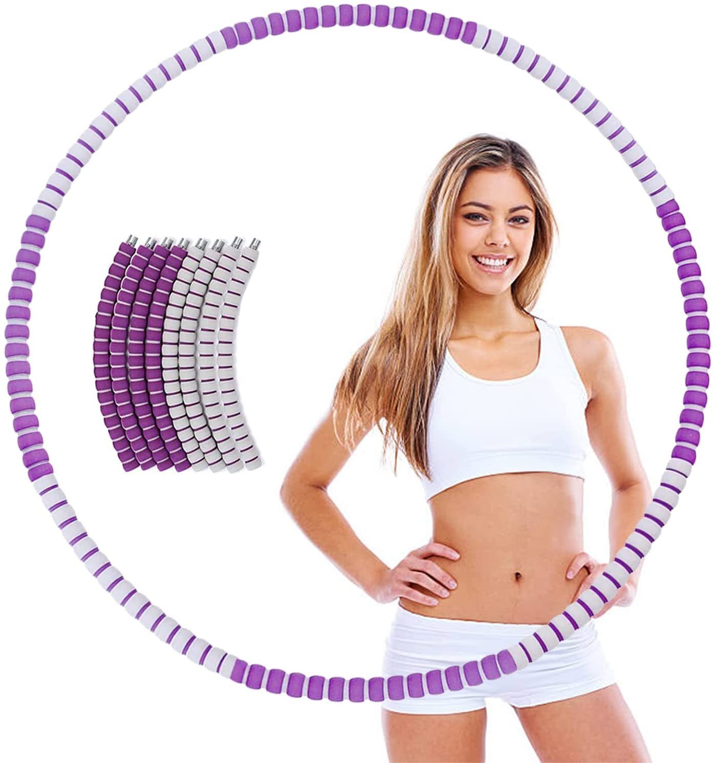 GOLDEN Hula-Hoop-Reifen Hula Hoop für Erwachsene & Kinder zur Gewichtsabnahme und Massage Hula Violett und Grau