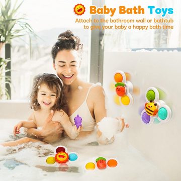 POPOLIC Greifspielzeug Saugnapf Spielzeug Spinner Baby - Baby Spielzeug 6-12 Monate (3-tlg., Badewannenspielzeug Badespielzeug - Sensorik Spielzeug - Babygeschenke), Spielzeug ab 1 Jahr - Montessori Spielzeug ab 1 Jahr