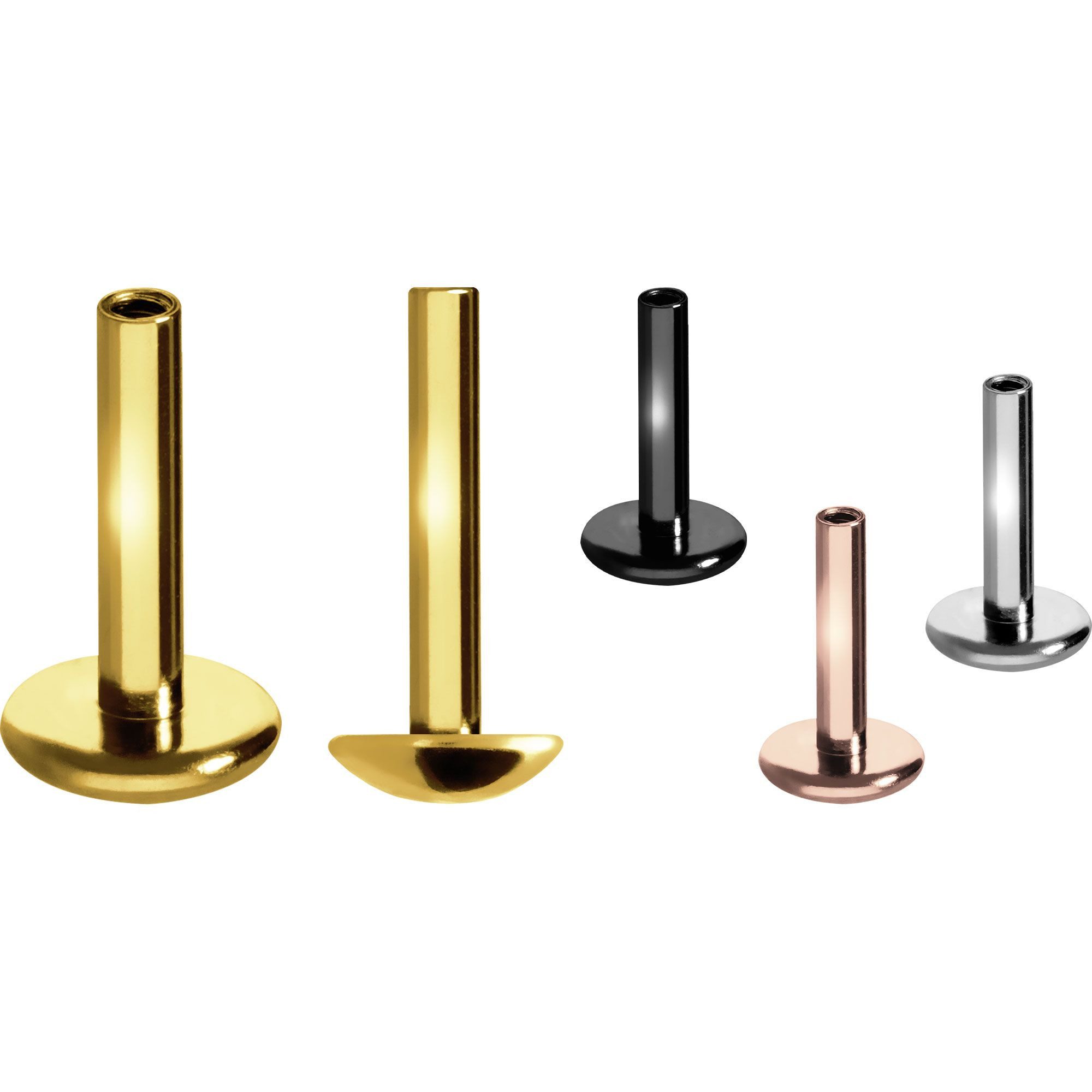 PIERCINGLINE Piercing-Set Titan Labret mit Innengewinde ohne Kugel ABGERUNDETE PLATTE (Labrets, 1-tlg)