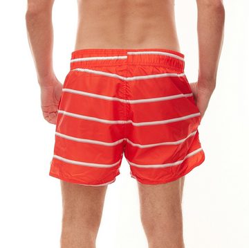 Blend Bikini-Hose BLEND Salvio Herren Bade-Hose bequeme Badeshorts 20711227 Freizeit-Hose Rot/Weiß