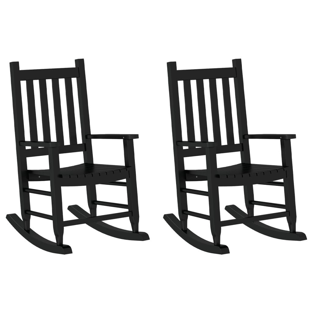 vidaXL Schaukelstuhl Schaukelstuhl für Kinder 2 Stk. Schwarz Massivholz Pappel (2 St)