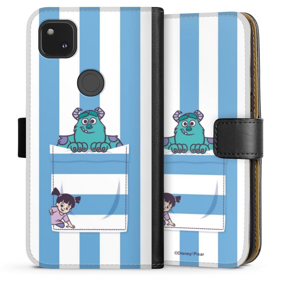 DeinDesign Handyhülle Disney Pixar Die Monster AG Fanartikel Monster AG Striped Pattern, Google Pixel 4a Hülle Flip Case Klapphülle Handytasche Leder
