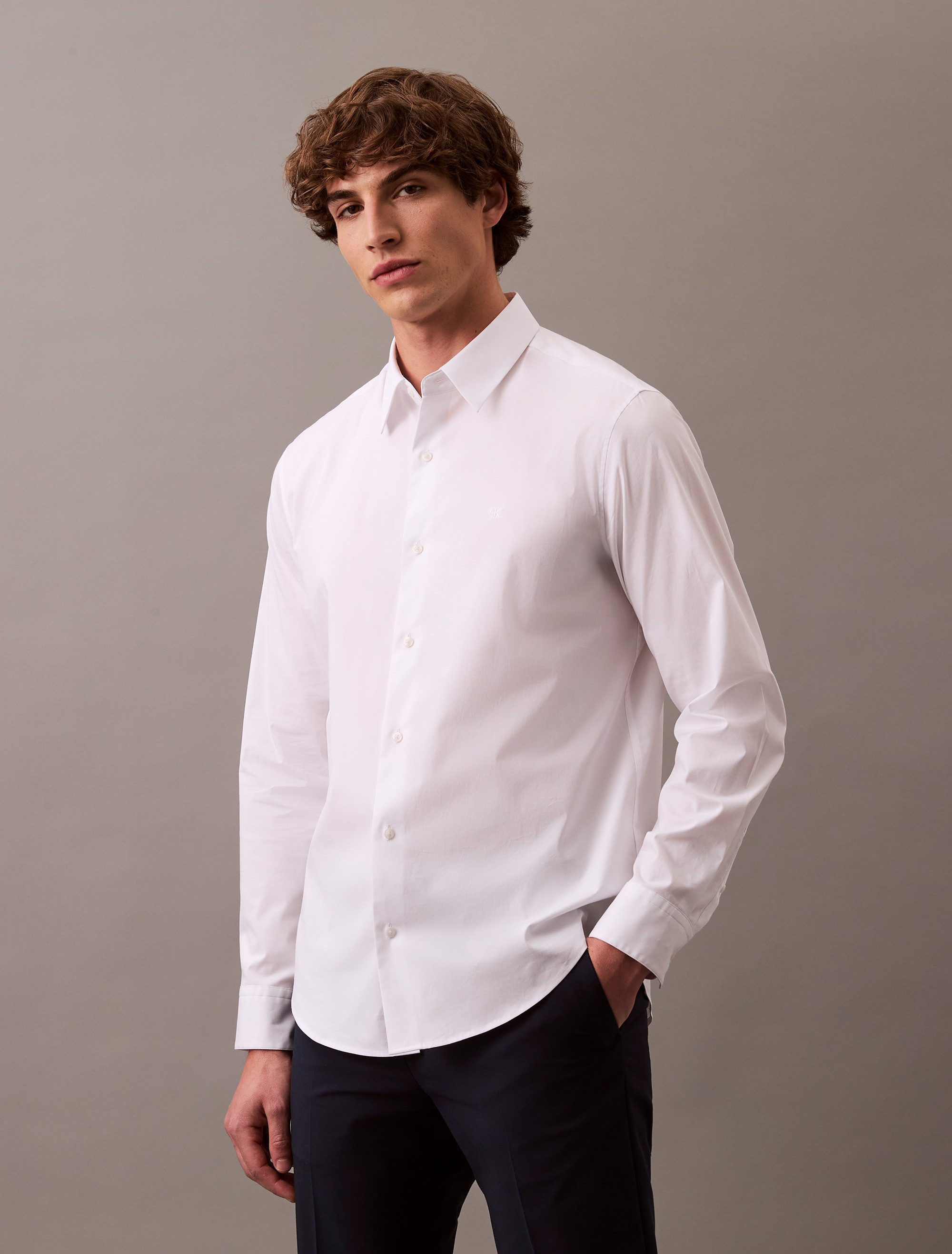 Calvin Klein Businesshemd LS SOLID STRETCH CLASSIC SHIRT mit Kentkragen günstig online kaufen