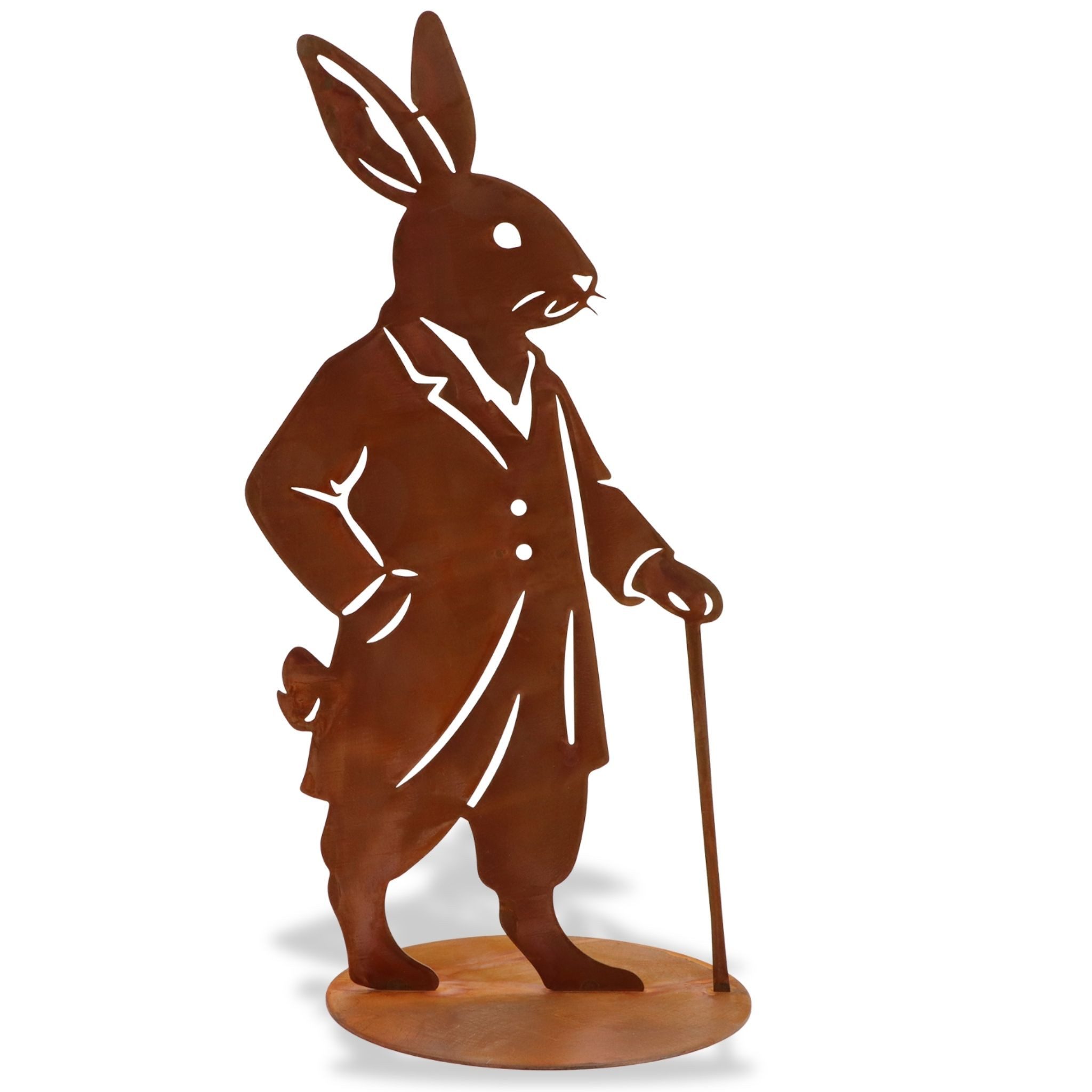 Rostikal Osterhase Hasenfiguren Osterdeko aus Edelrost für innen und außen (Einzelartikel – Hasendame, Einzelartikel - Hasenmann, Set - Hasendame und Hasenmann), Handgefertigte Hasendeko mit Charakter für Wohnraum und Garten