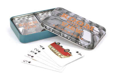VW Collection by BRISA Spielesammlung, Gesellschaftsspiel Volkswagen Spielkarten Set, Kartenspiel im T1 Bulli Bus Design, 2er Set 52 Kartendeck