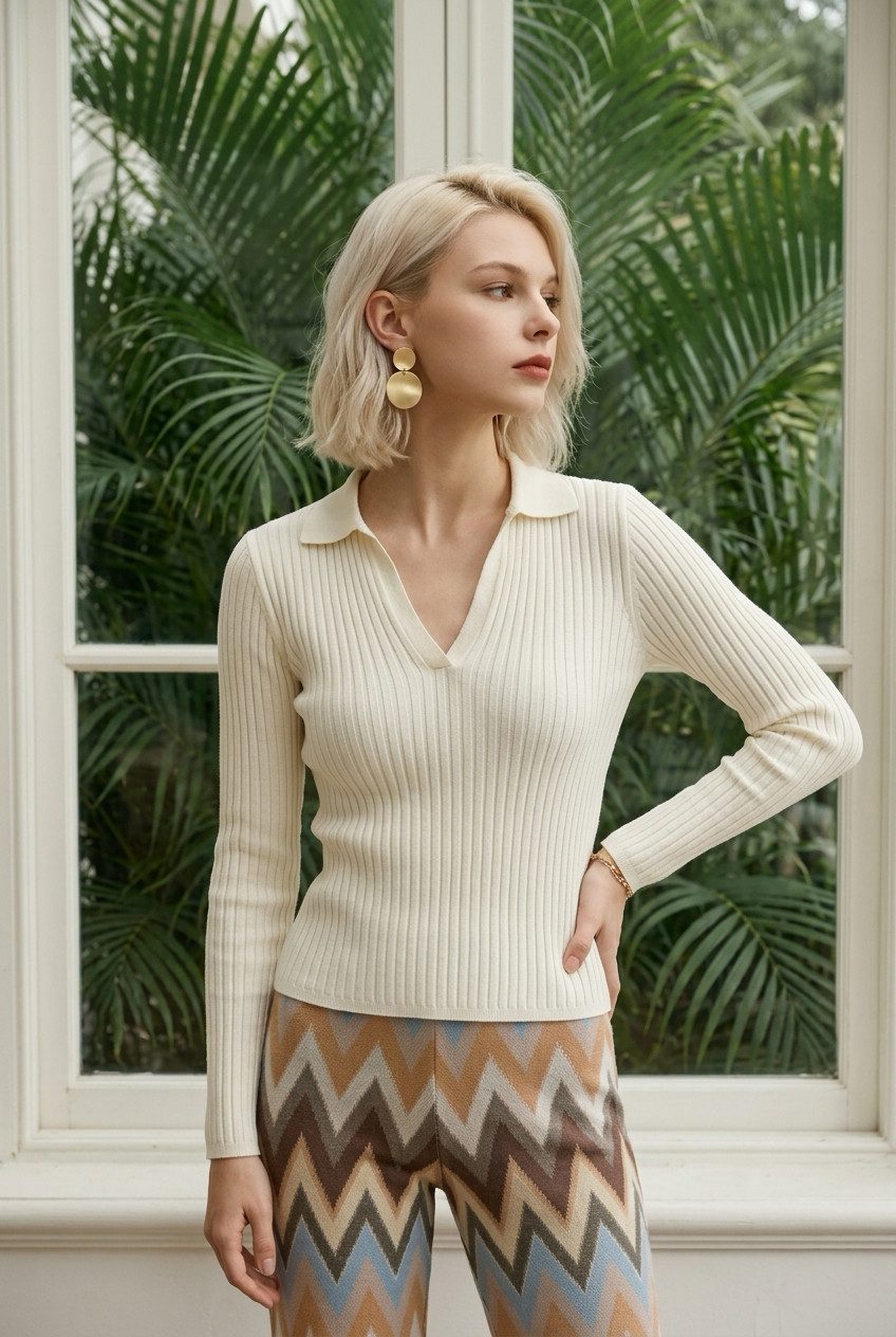 V-Ausschnitt-Pullover 777441