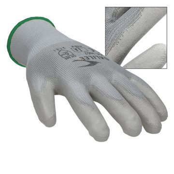 ECD Germany Arbeitshandschuh-Set Arbeitshandschuhe Mechanikerhandschuhe Montagehandschuhe 1 Paar PU-Beschichtung Größe 11-XXL Grau atmungsaktiv rutschfest