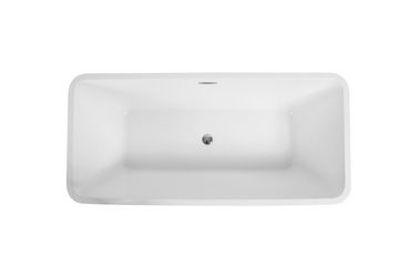 IDEASY Badewanne Freistehende Badewanne aus Acryl, weiß, hochwertiges Messingventil, verhindert Überlaufen, leicht zu reinigen, 168*75*58 cm