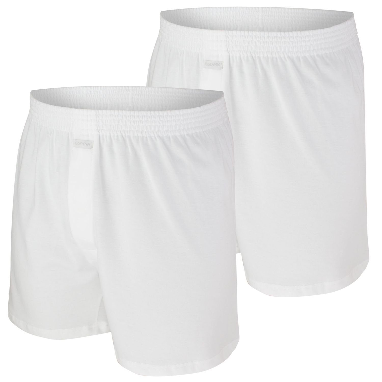 Ammann Boxershorts Basic Cotton (2-St) Boxershorts mit verdecktem Eingriff im 2er Pack Weiß