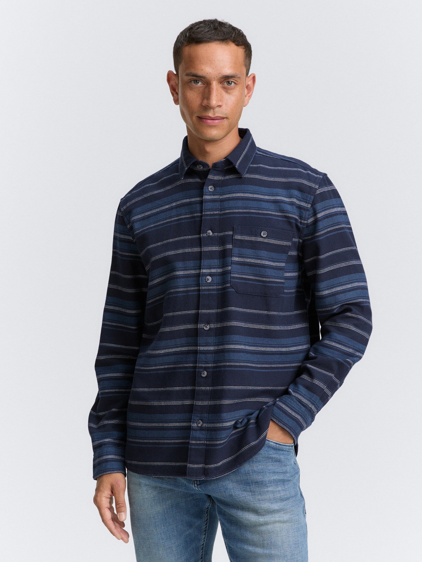 TOM TAILOR Langarmhemd Blusen & Shirts Comfort Fit Hemd mit Streifenmuster günstig online kaufen