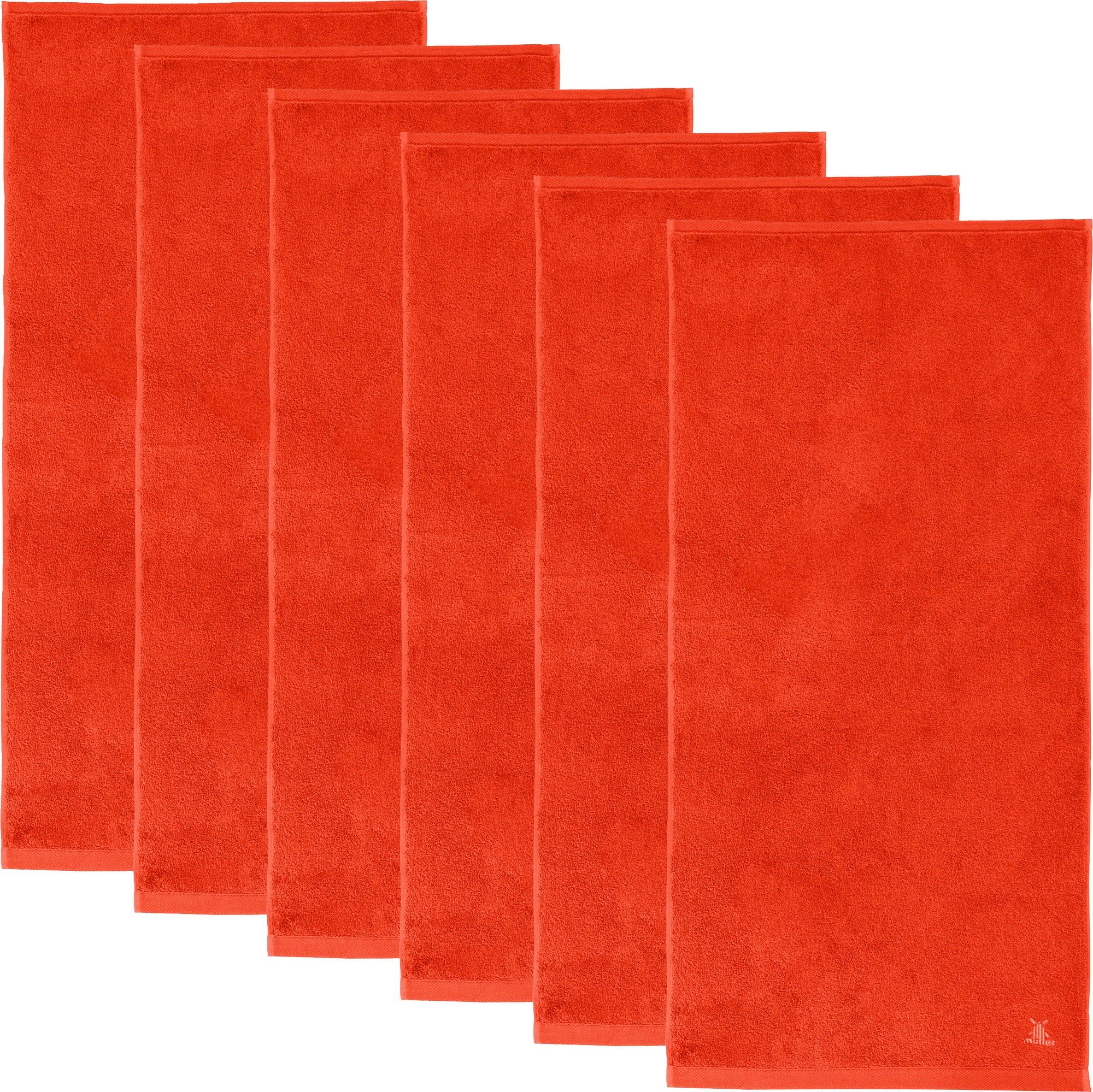 Frottier Handtuch "Heidenheim" Müller Handtuch Walk-Frottier Uni Erwin orange (6-St), 6er-Pack,