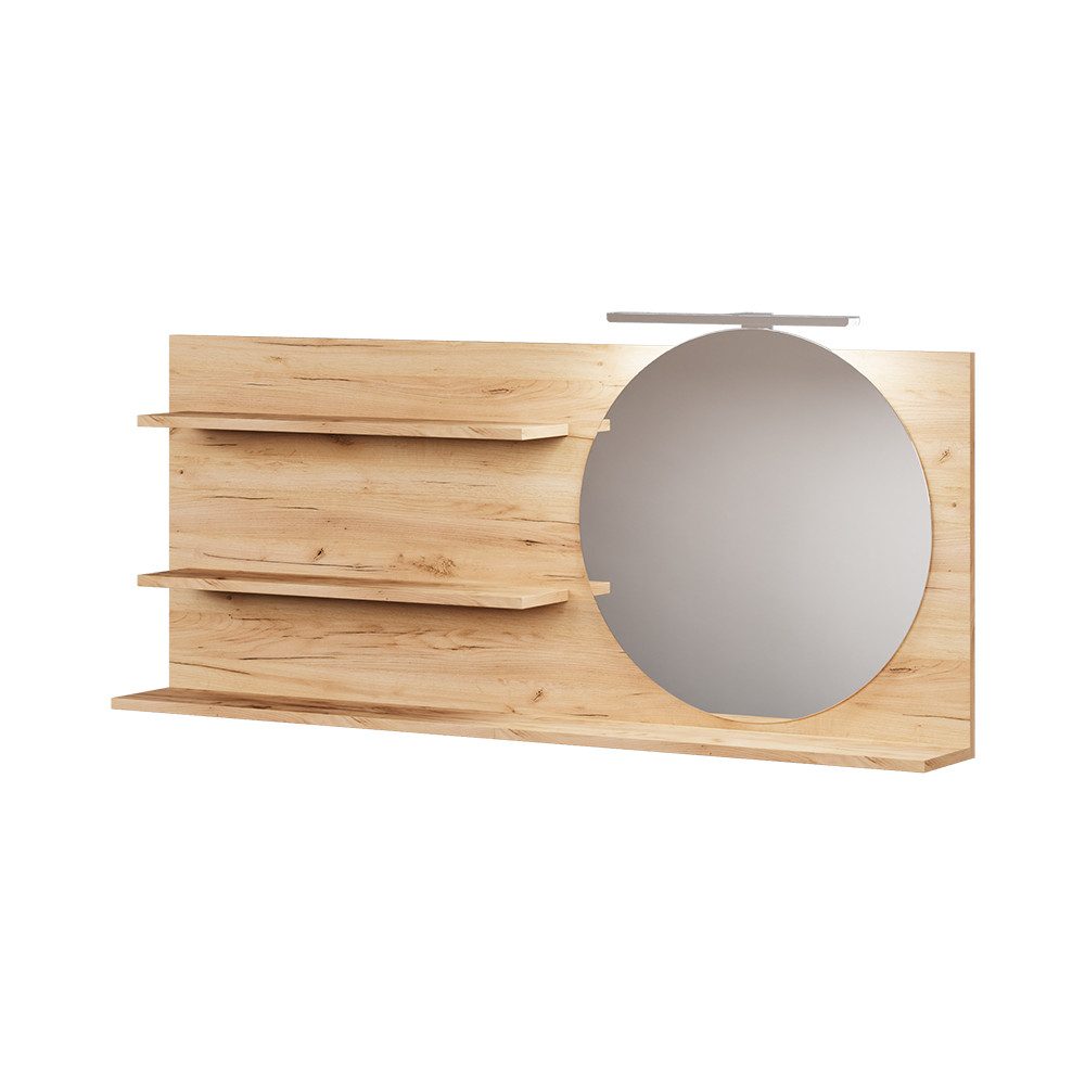 Vicco Badezimmerspiegelschrank Avena, Eiche, 120 x 50 cm mit 3 offenen Fächern (1-St)
