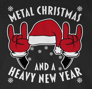 Shirtracer T-Shirt Metal Christmas and a Heavy New Year - weiß Weihachten Kleidung