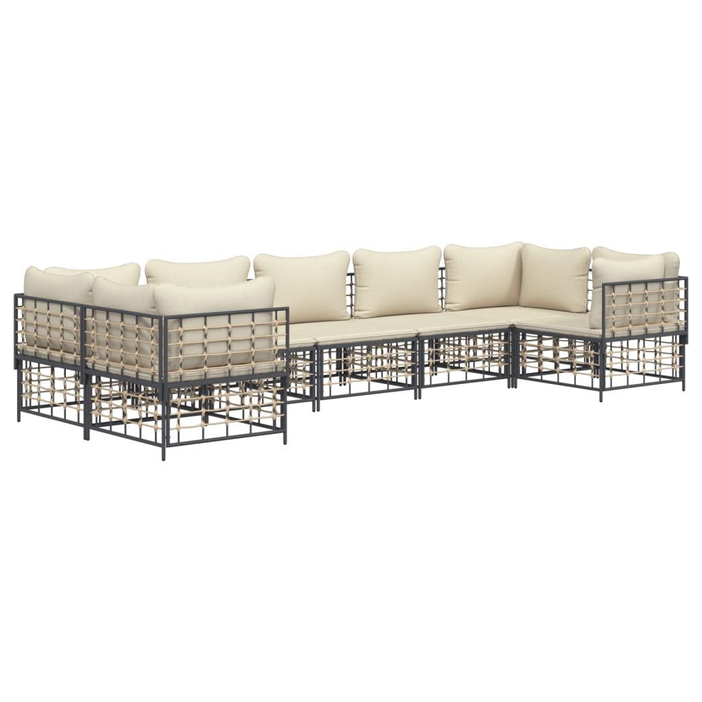 Vidaxl 7-tlg. Garten-lounge-set Mit Kissen Anthrazit Poly Rattan günstig online kaufen