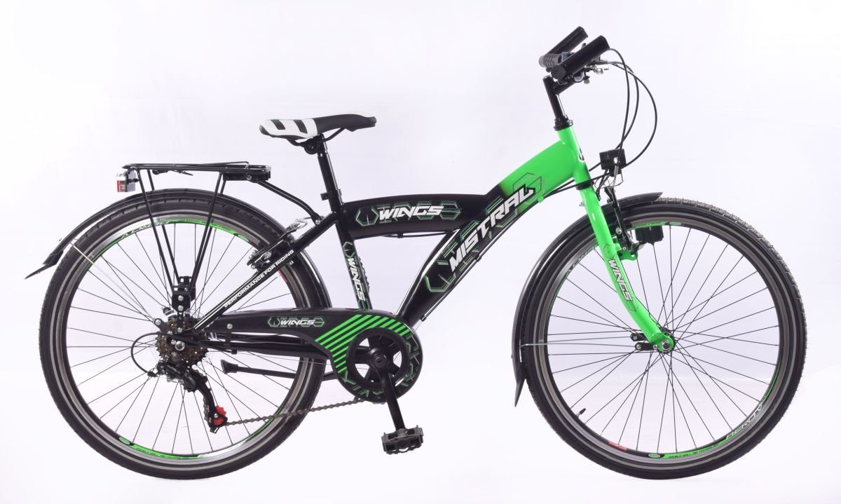 T&Y Trade Cityrad 26 Zoll Kinder Jungen City Fahrrad Rad Bike Cityrad MISTRAL GRÜN, 6 Gang Shimano, Kettenschaltung, Gepäckträger, STVO Licht, 6 Shimano Gang, Seitenständer