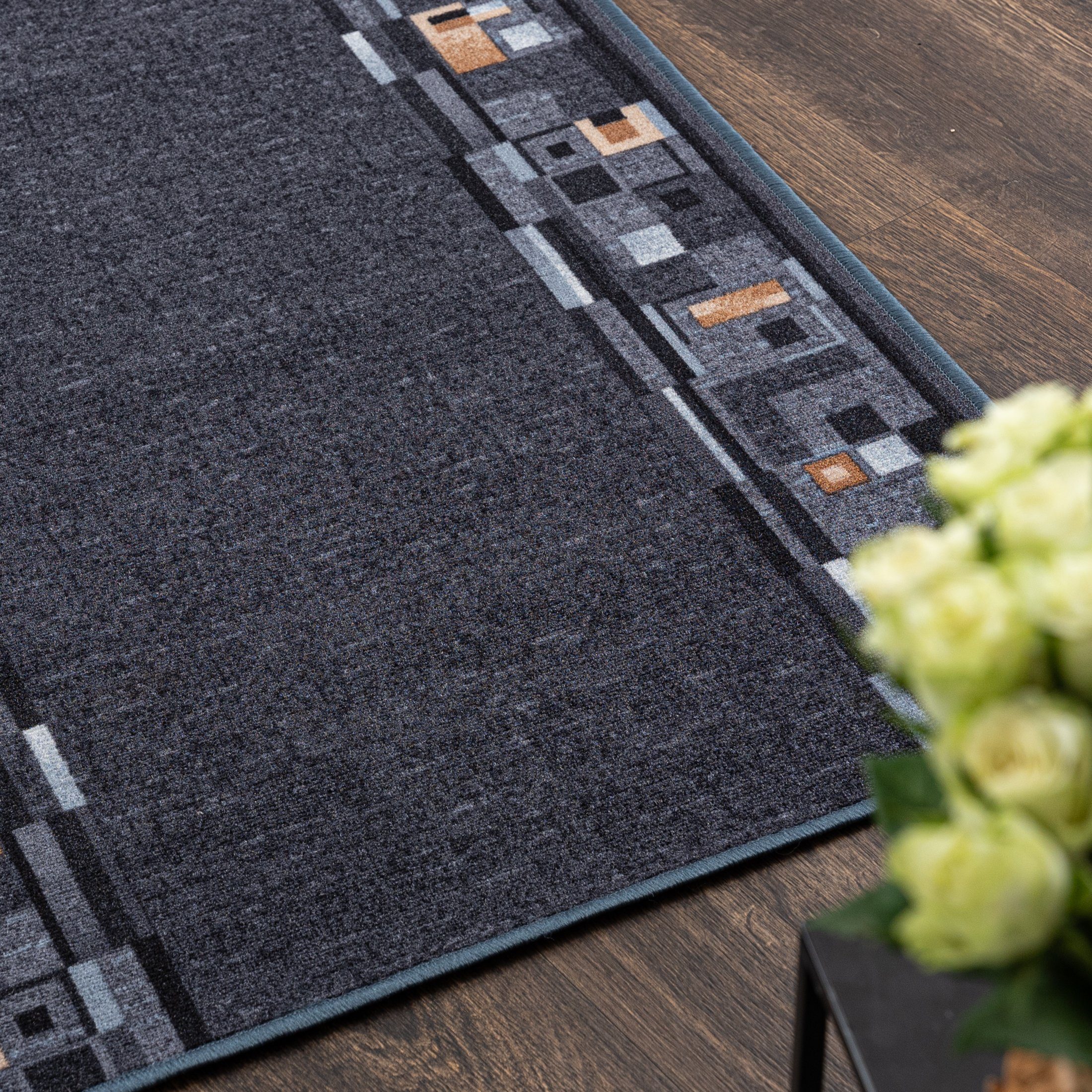 Mazovia Läufer Läufer Teppichläufer Brücke - Vorzimmer Küche - Grau, 67 x 225 cm, Kurzflor, Rutschfest, Meterware, Verschiedene Größen