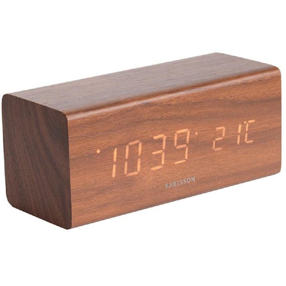 Karlsson Uhr Wecker Block Dark Wood White (16x7,2x7cm) günstig online kaufen