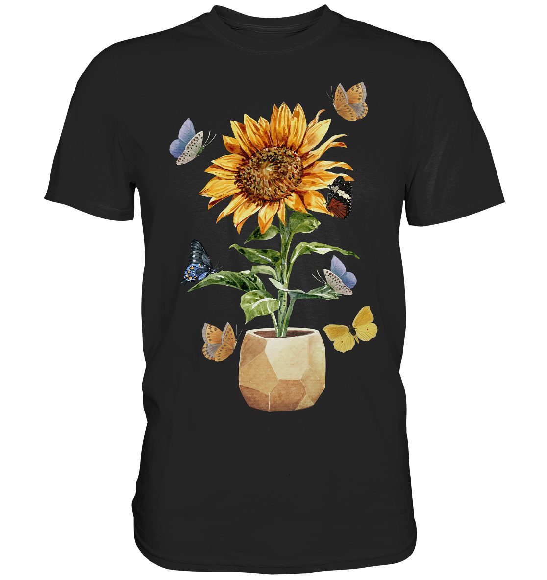Tigerlino T-Shirt Schmetterling Sonnenblumen Shirt Gärtner günstig online kaufen