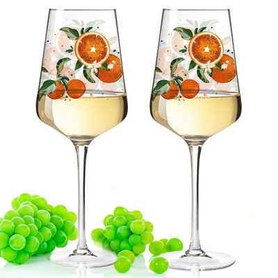 GRAVURZEILE Rotweinglas Leonardo Puccini Weingläser mit UV-Druck - Frucht Design, Glas, Sommerliche Weingläser mit Früchten für Aperol, Weißwein und Rotwein