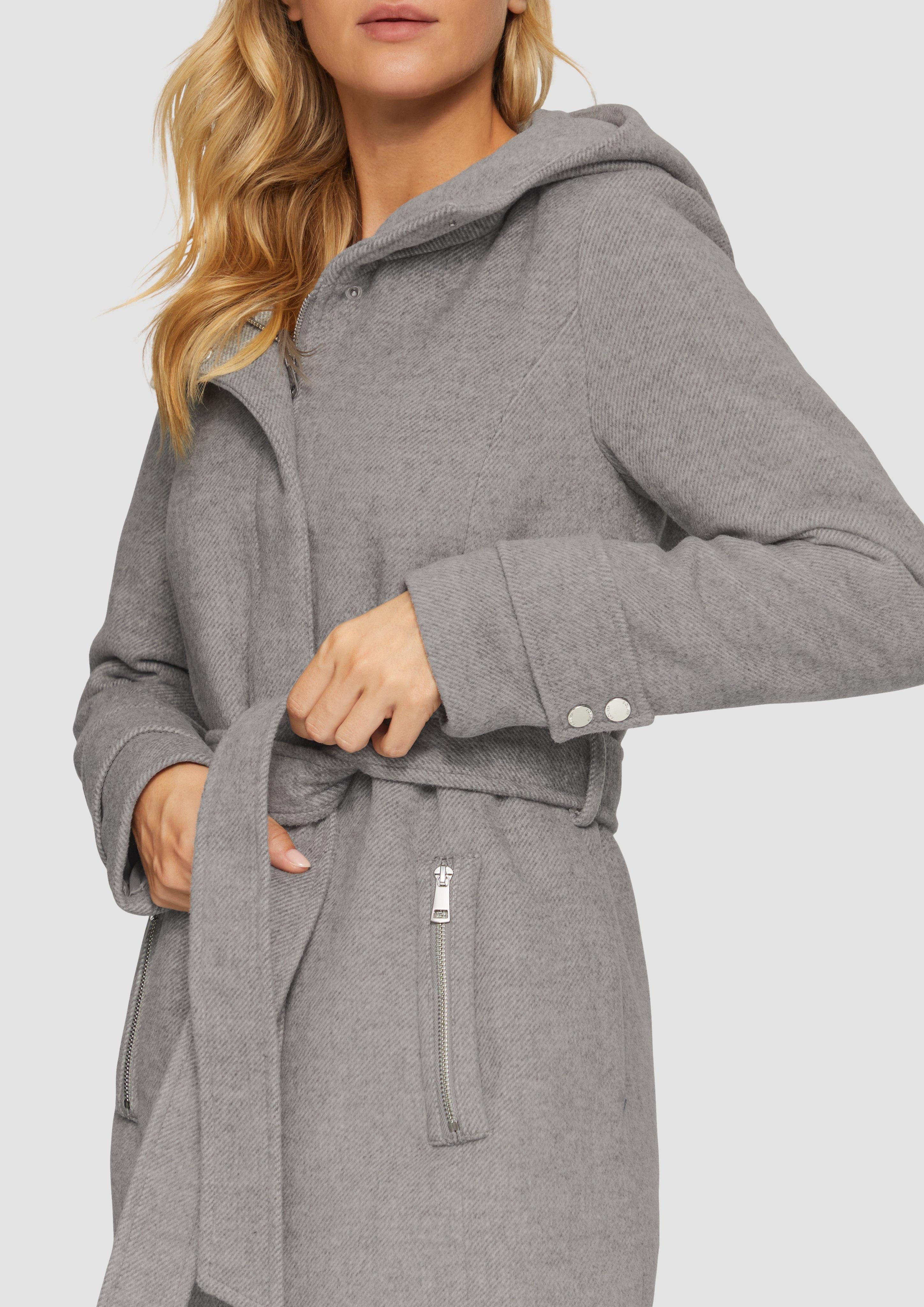 s.Oliver Funktionsmantel Kurzer Wollmantel mit Bindegürtel günstig online kaufen