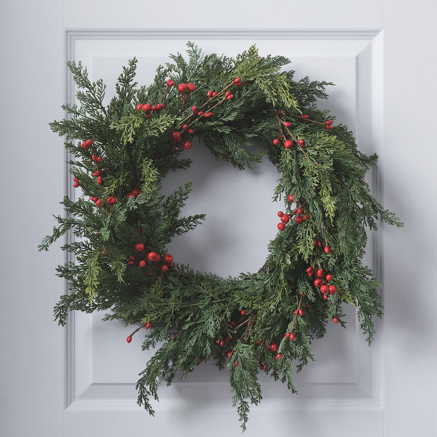 Lights4fun Adventskranz 45cm Weihnachtskranz rote Beeren mit Beleuchtung