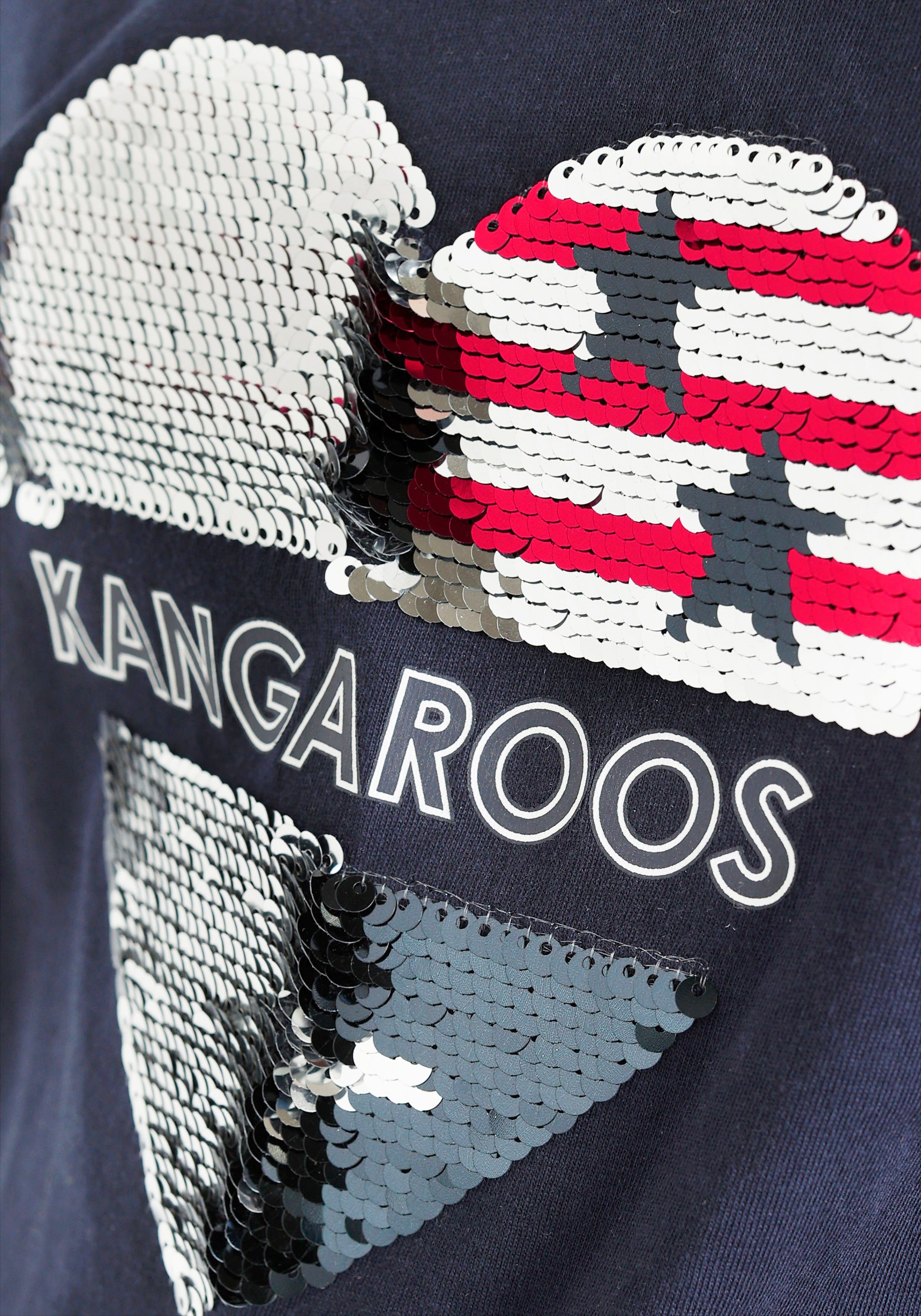 KangaROOS Langarmshirt Herz mit Wendepailletten