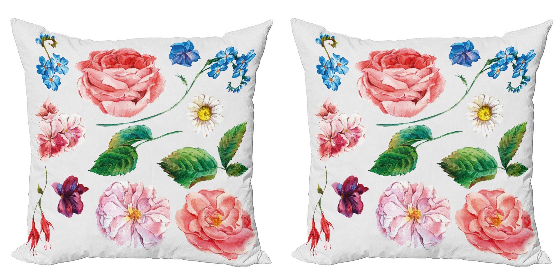 Abakuhaus Blumen Digitaldruck, Accent Bouquet Set (2 mit Doppelseitiger Kissenbezüge Stück), Rose Modern