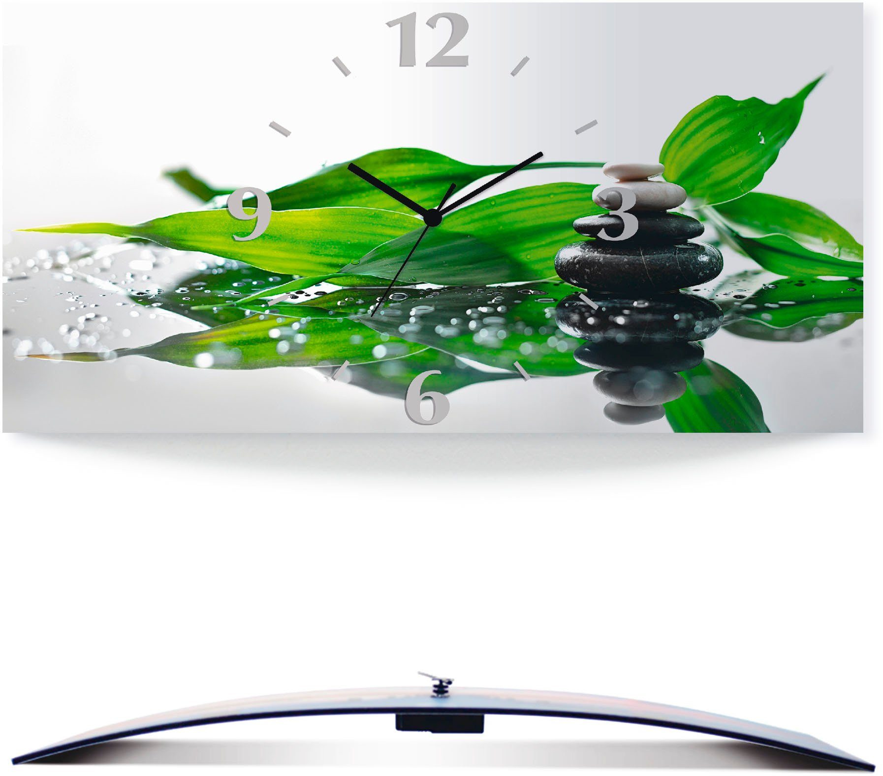 Artland Wanduhr Spa mit Steinen und Bambus (wahlweise mit Quarz- oder Funkuhrwerk, lautlos ohne Tickgeräusche)