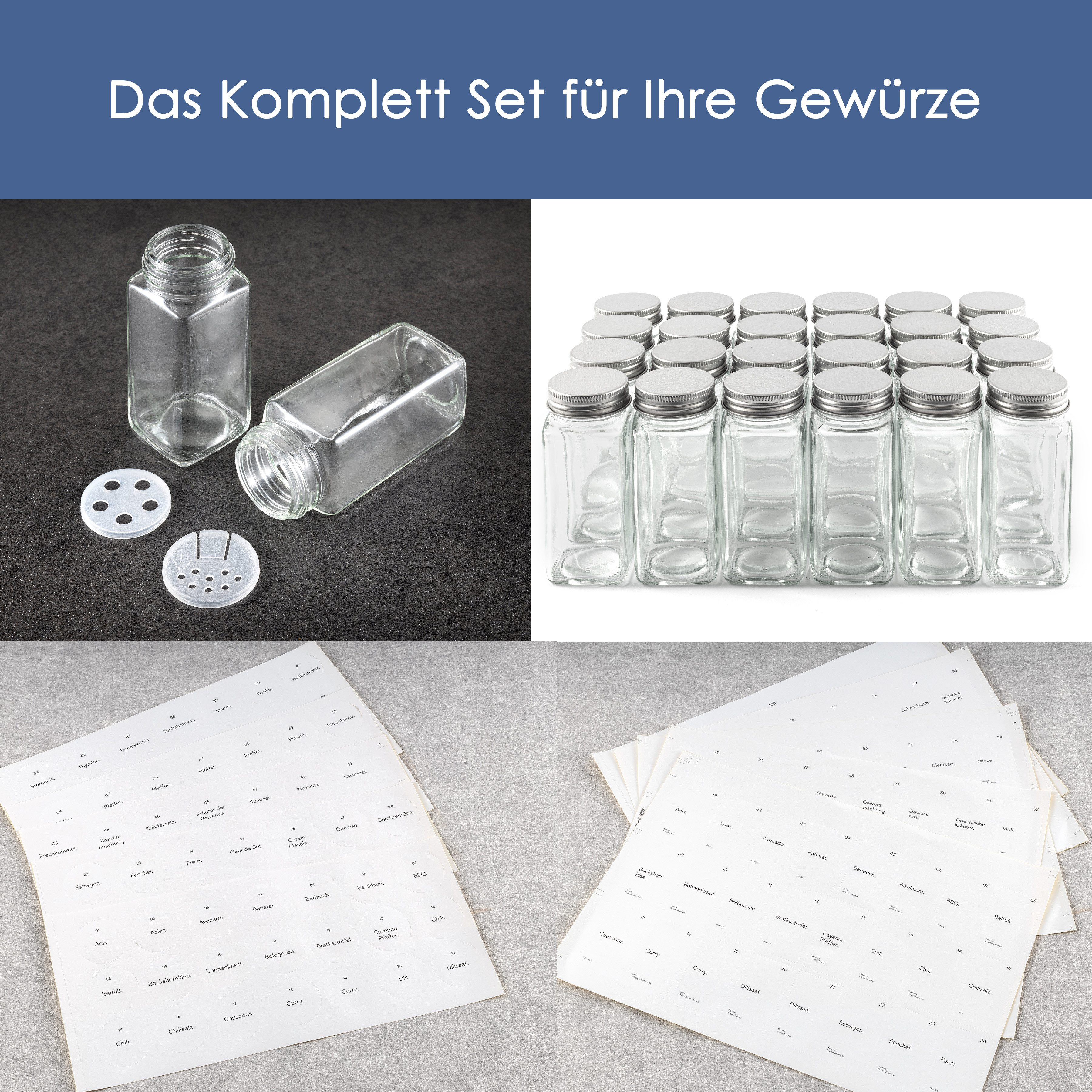 Hanseküche Gewürzbehälter Gewürzgläser Set mit Streueinsatz, Glas, (24 Gewü günstig online kaufen