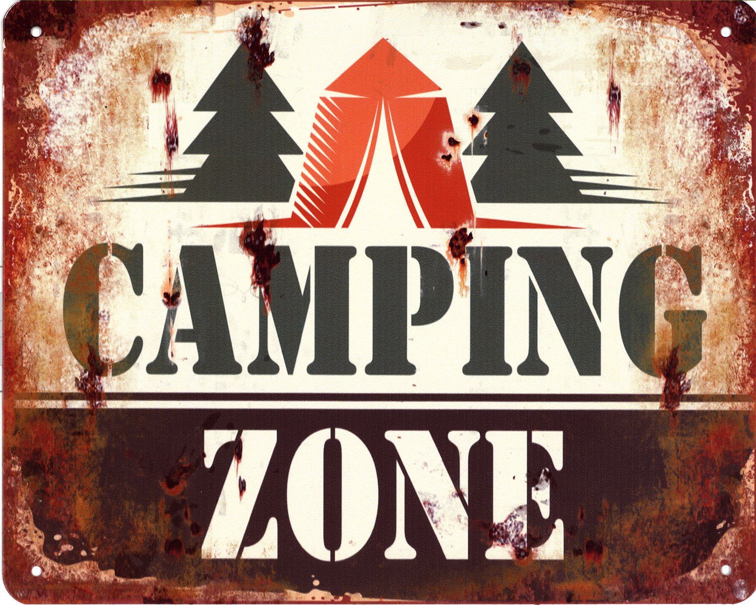 Metallschild Blechschild Camping Zone
