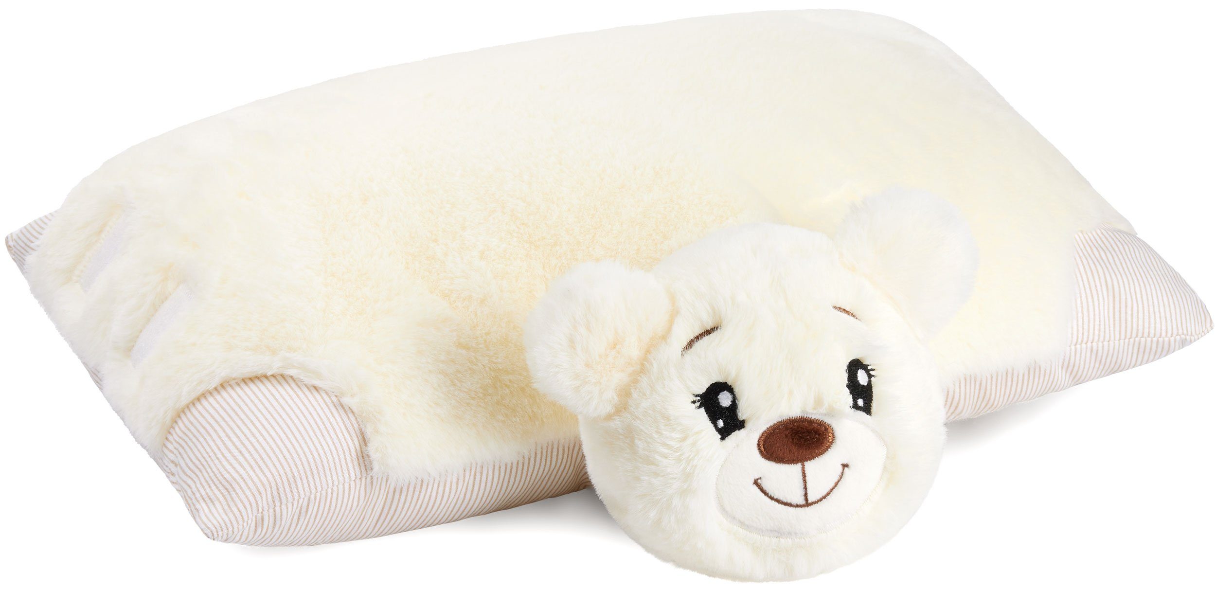 BRUBAKER Kuscheltier Kissen Bär - 2 in 1 Teddybär und Kuschelkissen - 40 x 30 cm Plüschtier (Tierkissen Stofftier Teddy, 1-St), aufklappbares Kinder Plüschkissen mit Klettverschluss
