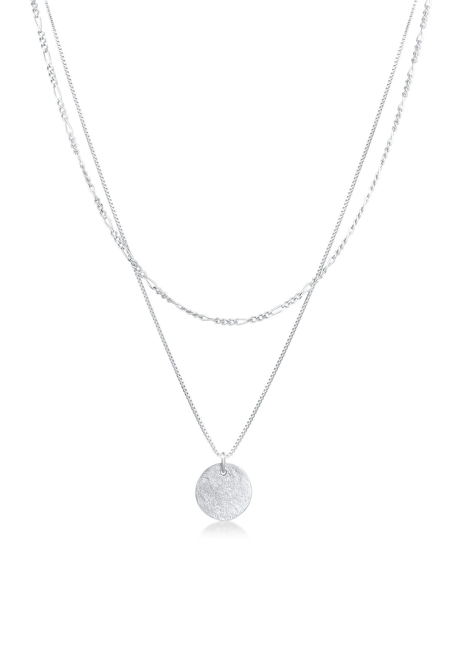 Elli Ketten-Set Layer Münze Figaro Boho 925 Silber, Figaro günstig online kaufen