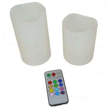 BURI Tafelkerze 2er-Set LED Wachskerzen mit Farbwechsel + Fernbedienung Stumpenkerze