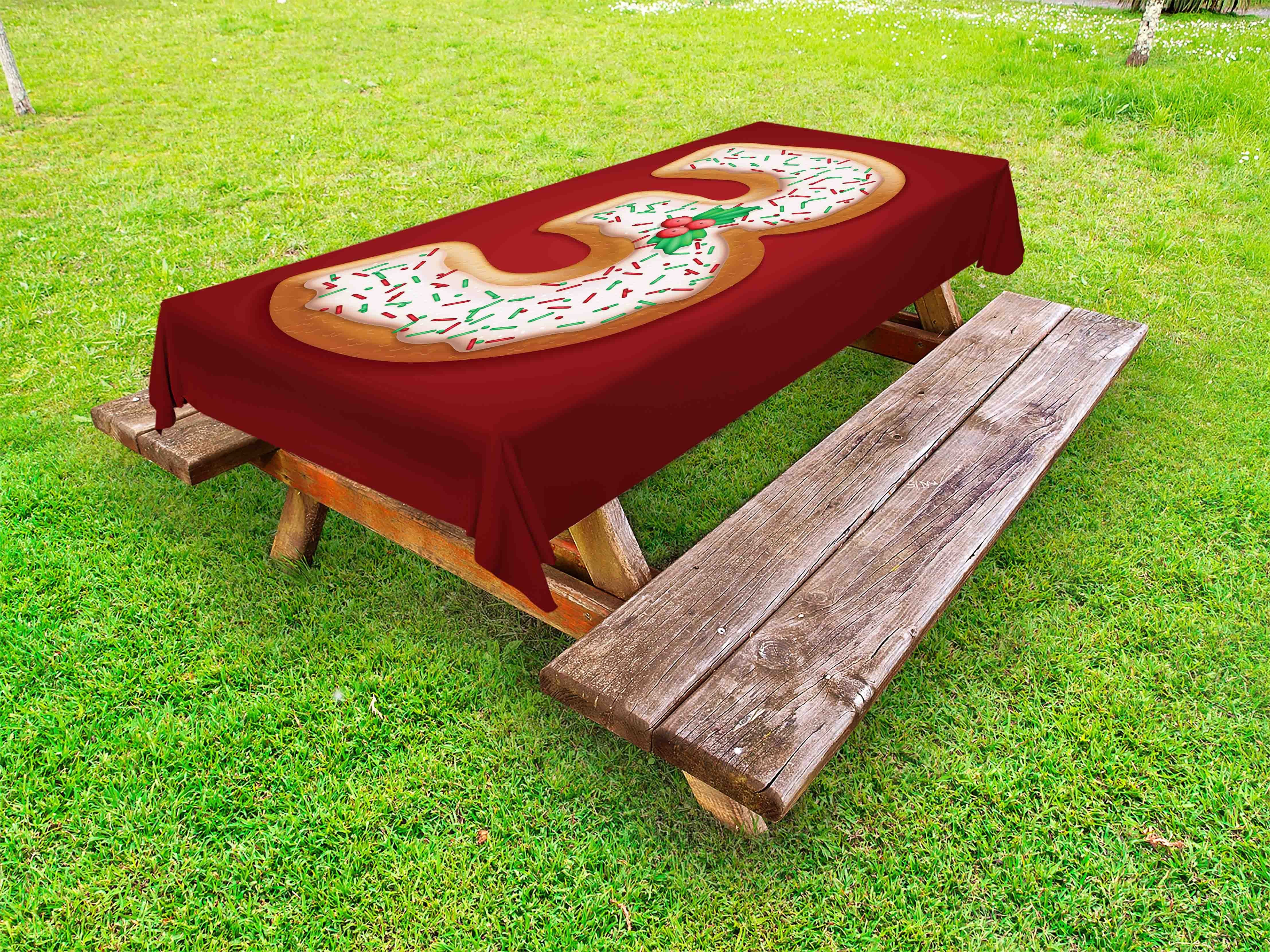 Picknick-Tischdecke, als dekorative waschbare Xmas-Cookie Tischdecke Nummer Abakuhaus 3