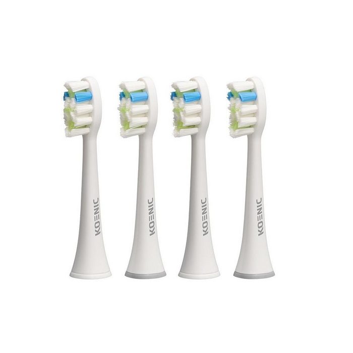 KOENIC Aufsteckbürsten Sonic Zahnbürstenaufsätze 4-Pack weiß Set 4 Stück Abgerundete Borstenende: Schonend für Zahnfleisch und Zahnschmelz