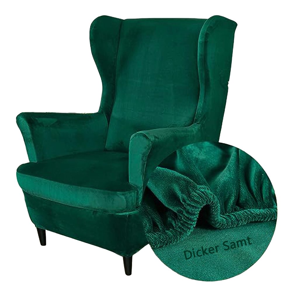 Coonoor Sesselhusse Samt, Stretch, 2-Teilig Ohrensessel Überzug, Relaxsesse günstig online kaufen