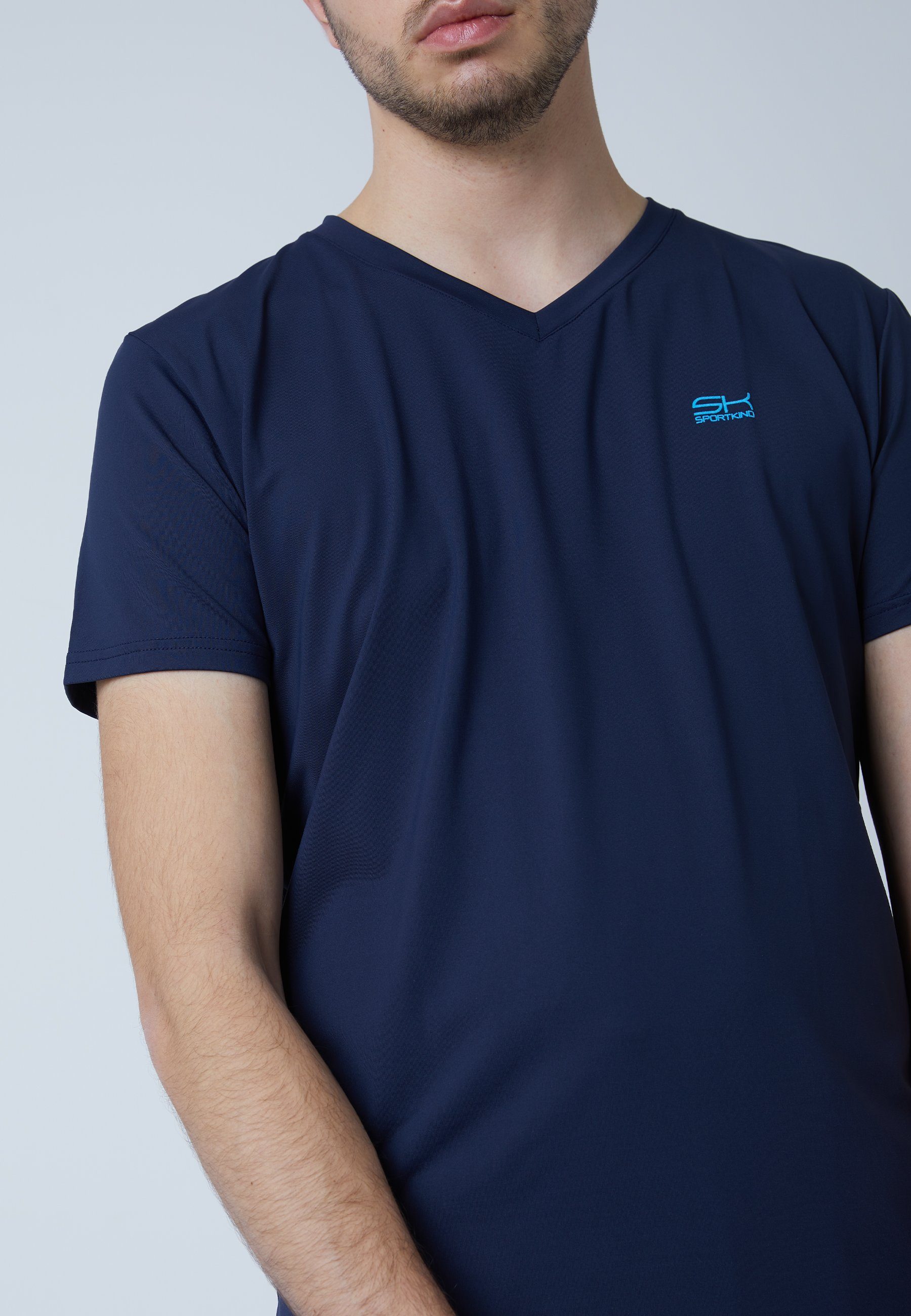 Tennis SPORTKIND navy Funktionsshirt & V-Ausschnitt Jungen T-Shirt blau Herren