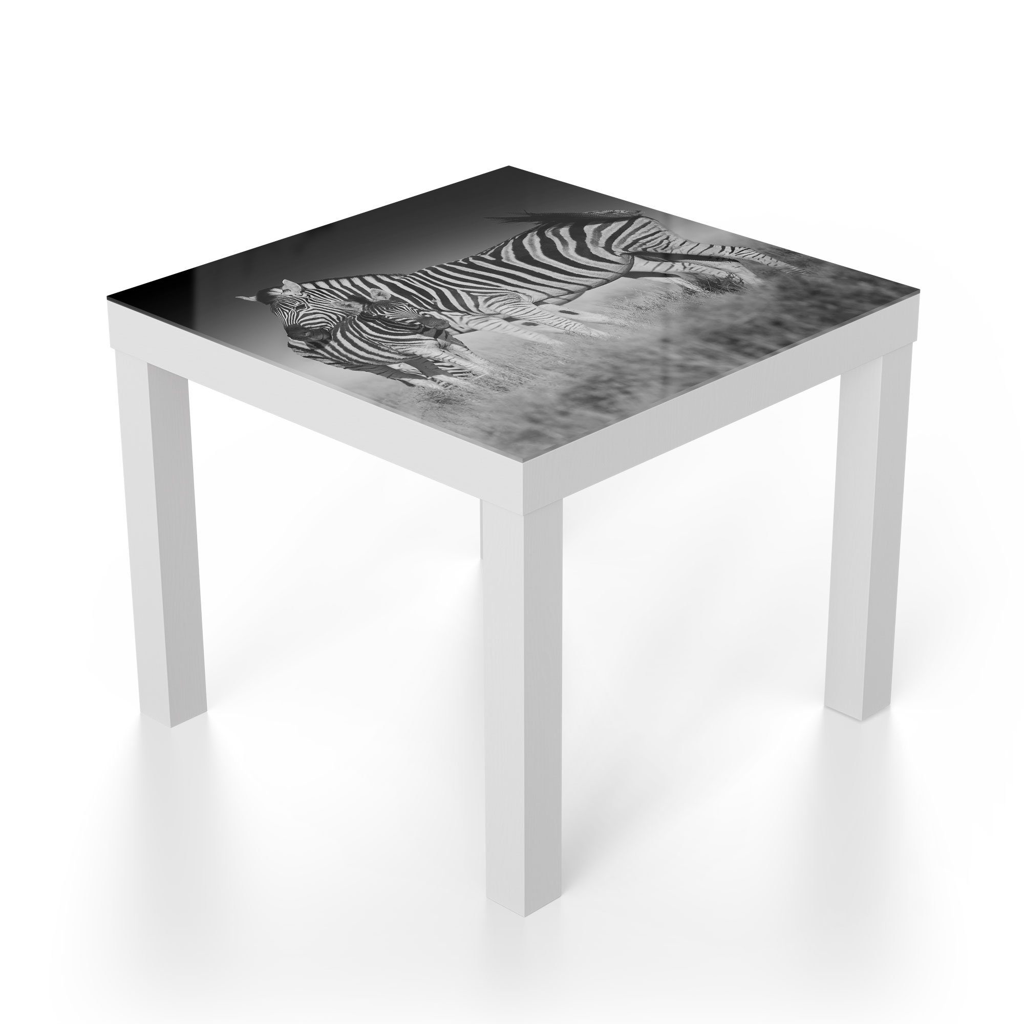 Beistelltisch Glastisch 'Zebras Couchtisch DEQORI beieinanderstehend', Weiß Glas modern