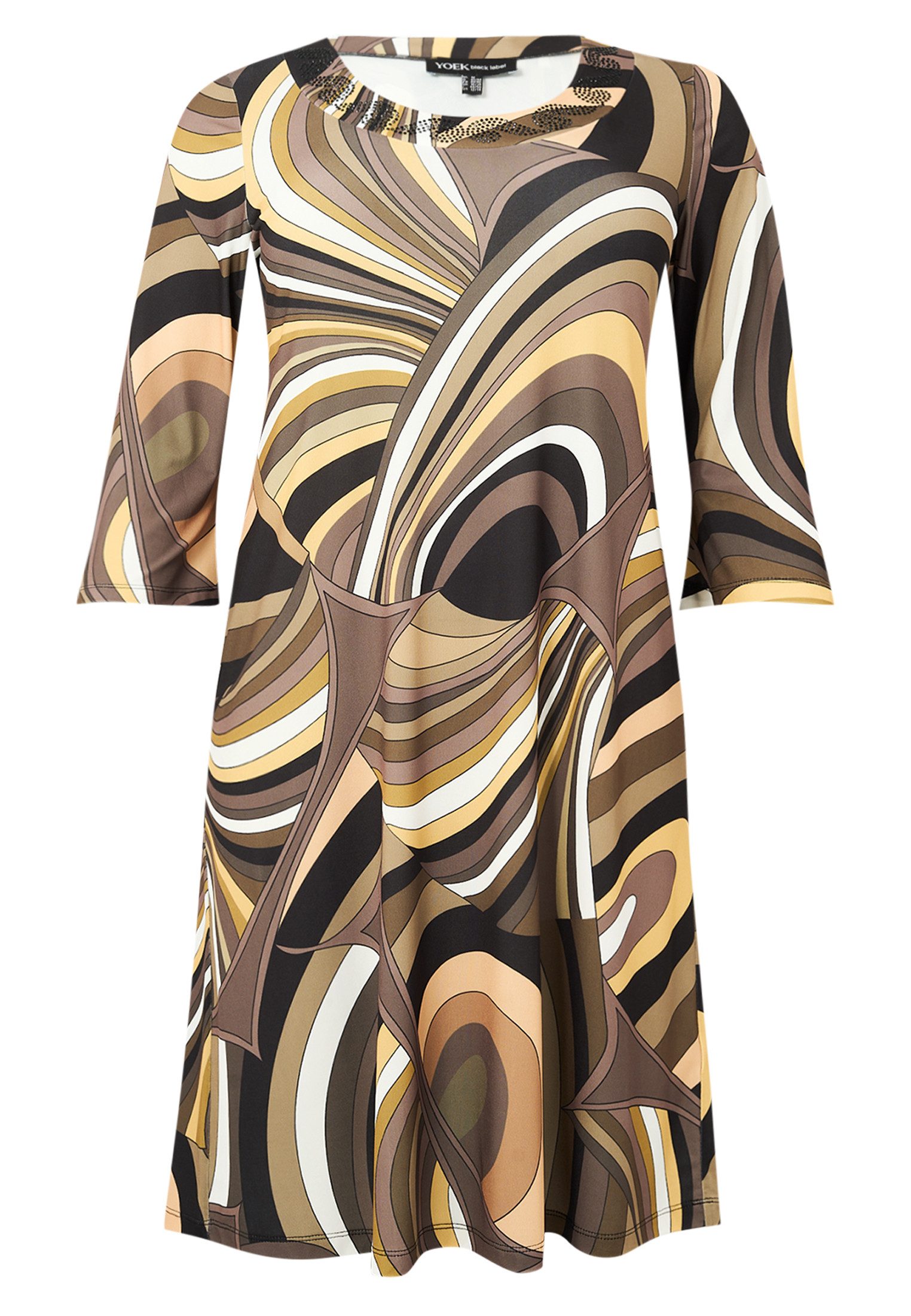 YOEK Midikleid Damen Kleid mit Druck mit langen Ärmeln – Bild 4 von 4