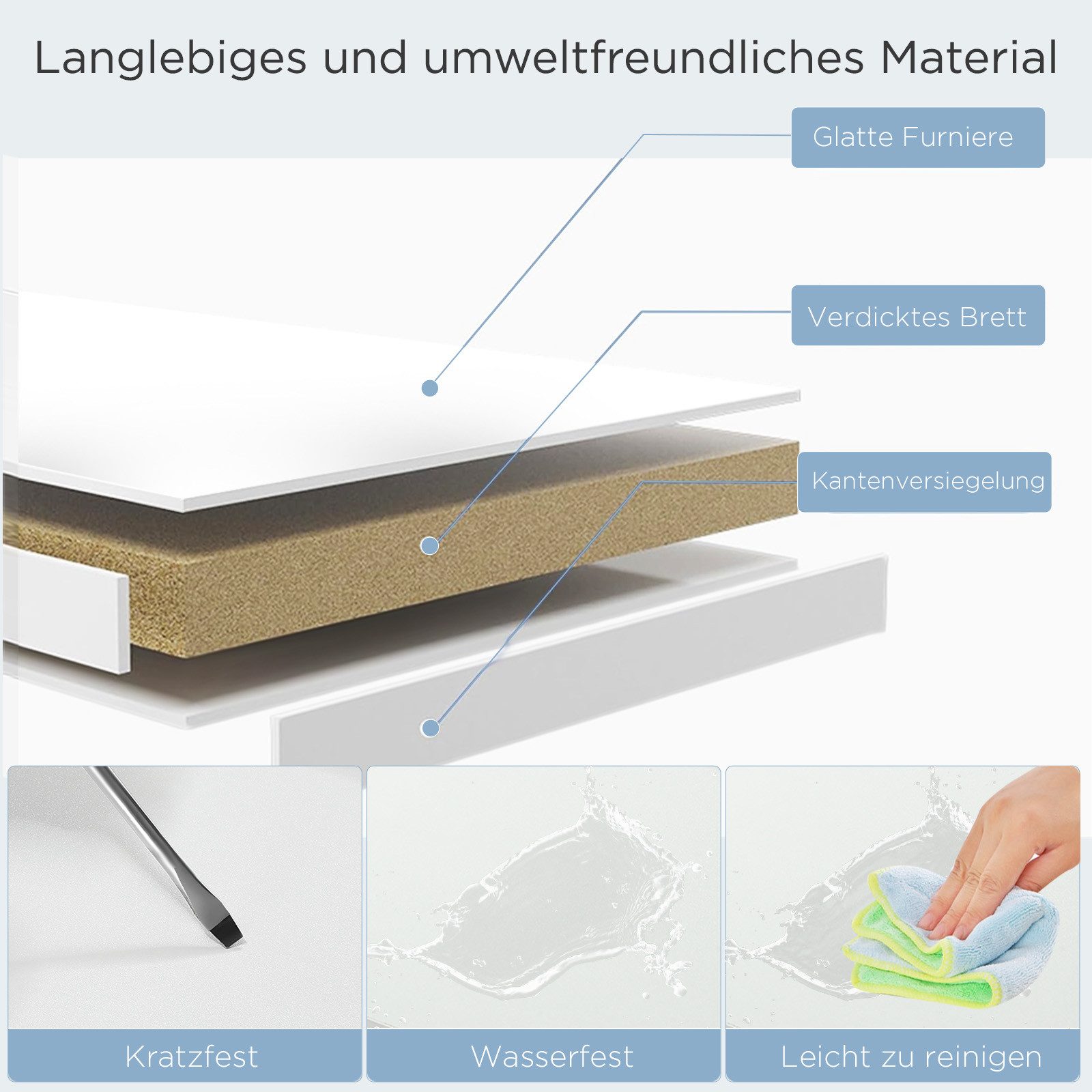 oyajia Schminktisch Frisierkommode mit Hocker, Frisiertisch Spiegel mit LED Beleuchtung (Make-up Tisch mit 4 Schubladen und 4 offene Ablagen), Frisiertisch Kosm – Bild 5 von 5