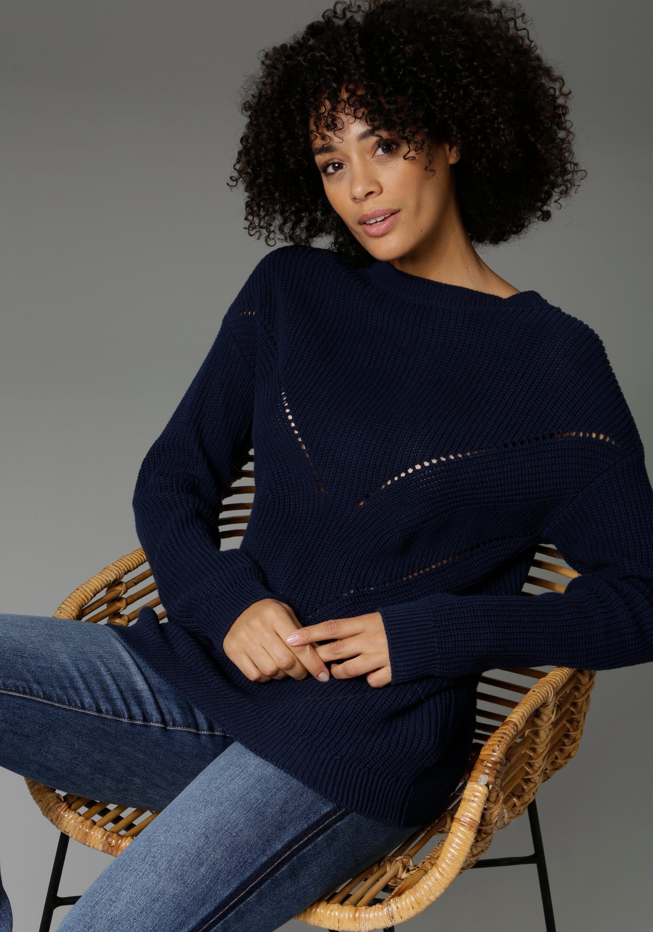 Aniston CASUAL Rundhalspullover im Mustermix