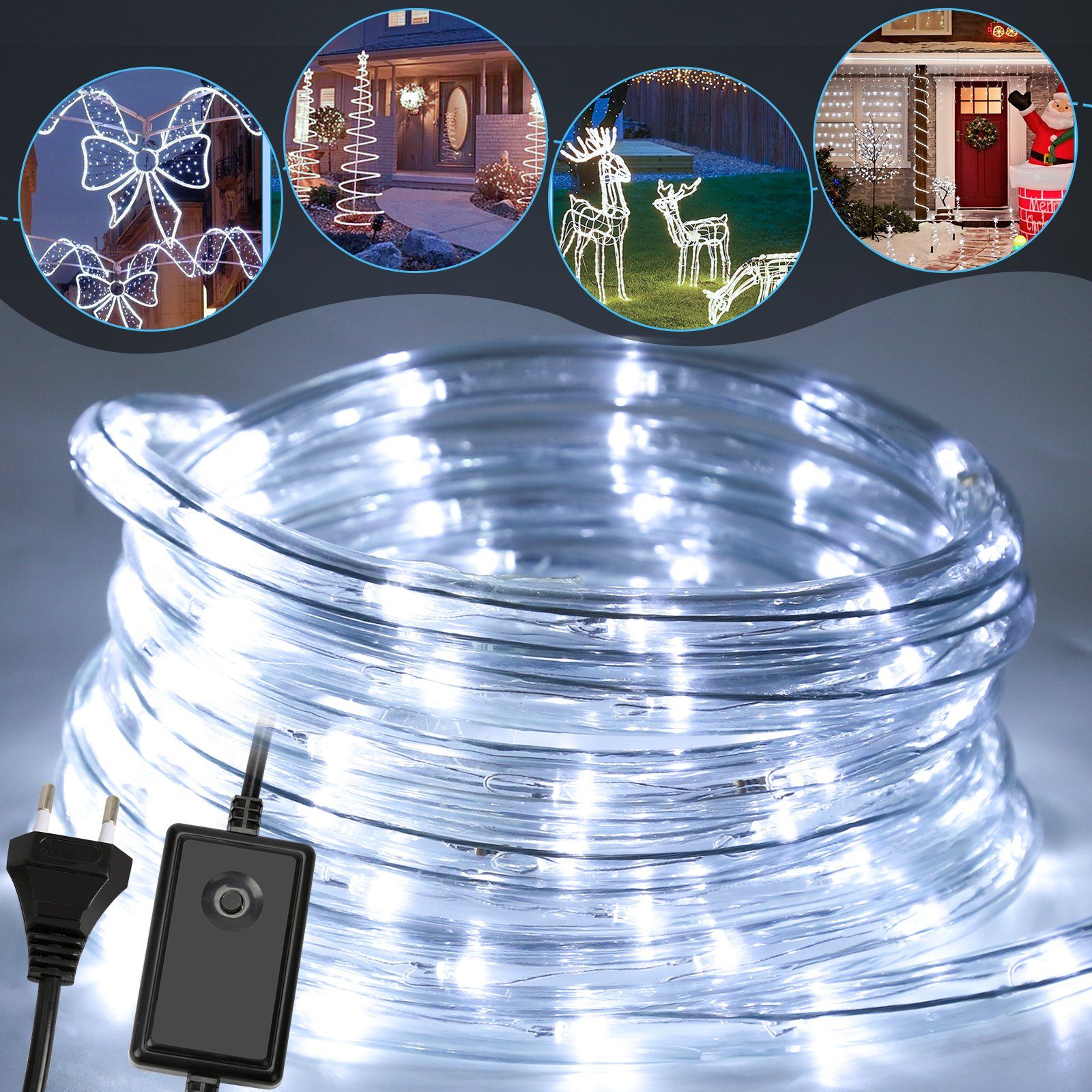 Garten Außen mit Kaltweiß LEDs Clanmacy Deko Beleuchtung Lichterschlauch lichtschlauch Weihnachtsdeko, 10-50M Party Wasserdicht