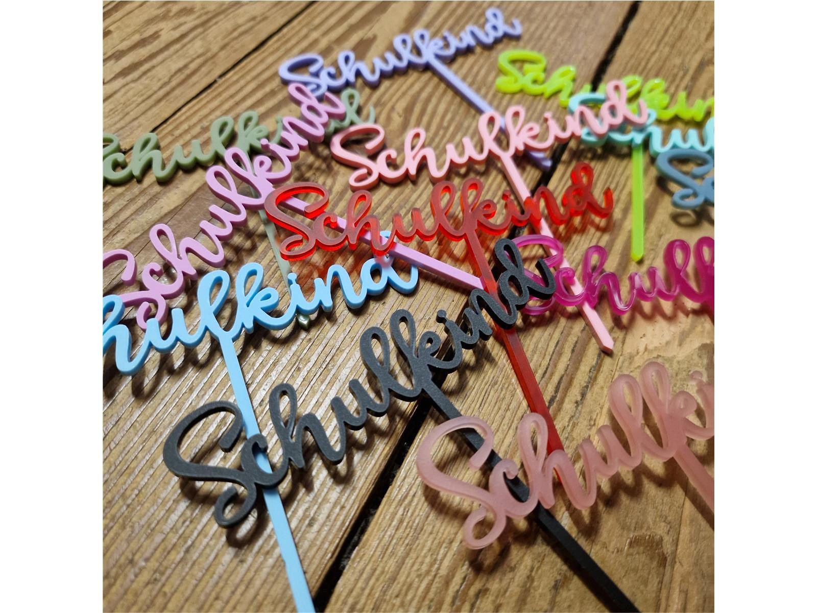 Elfenstall Tortenstecker Kuchentopper für den Schulanfang aus Acryl Schulkind