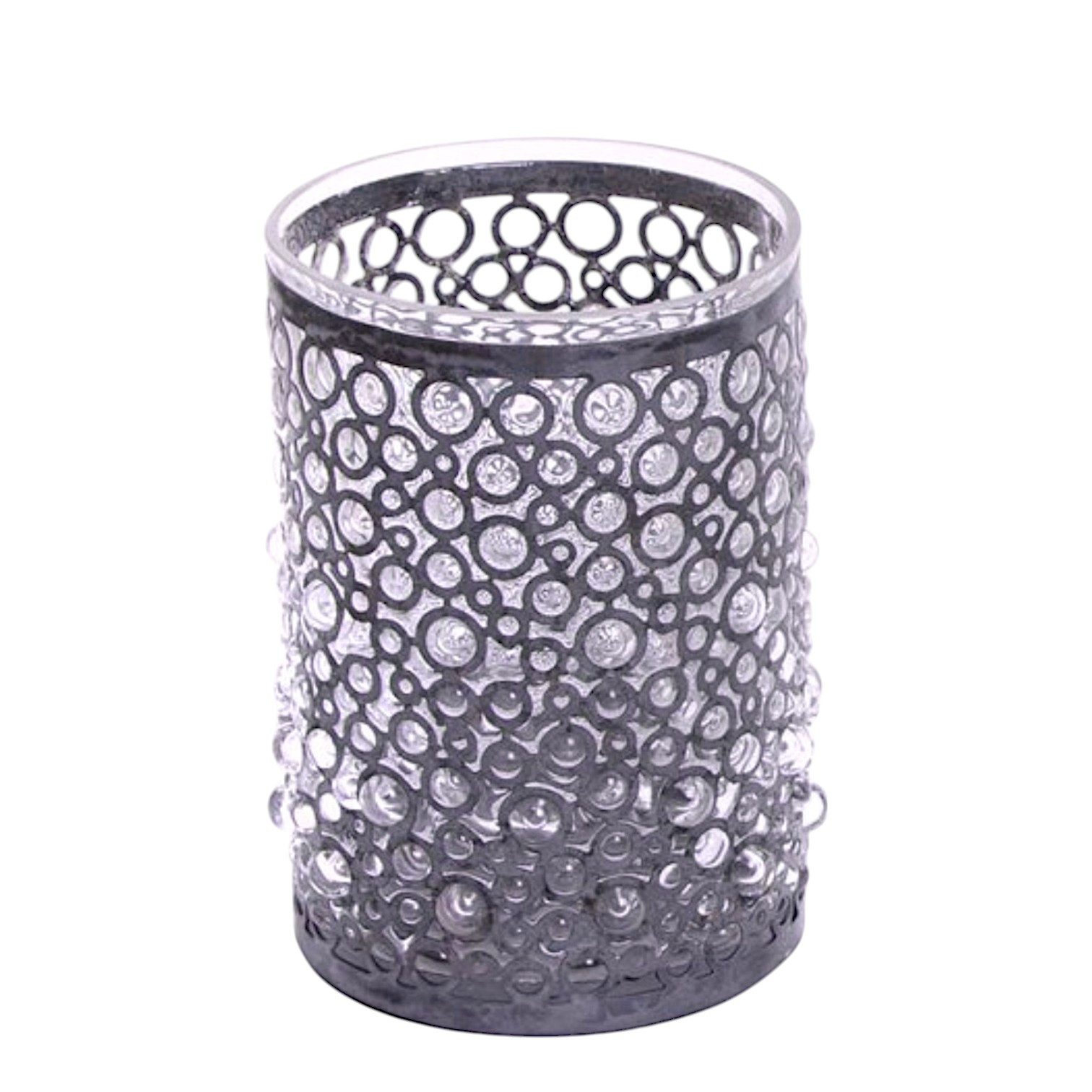 Windlicht Windlicht Liam Dots L mit Metall und Rost 14cm Rustikal Shabby