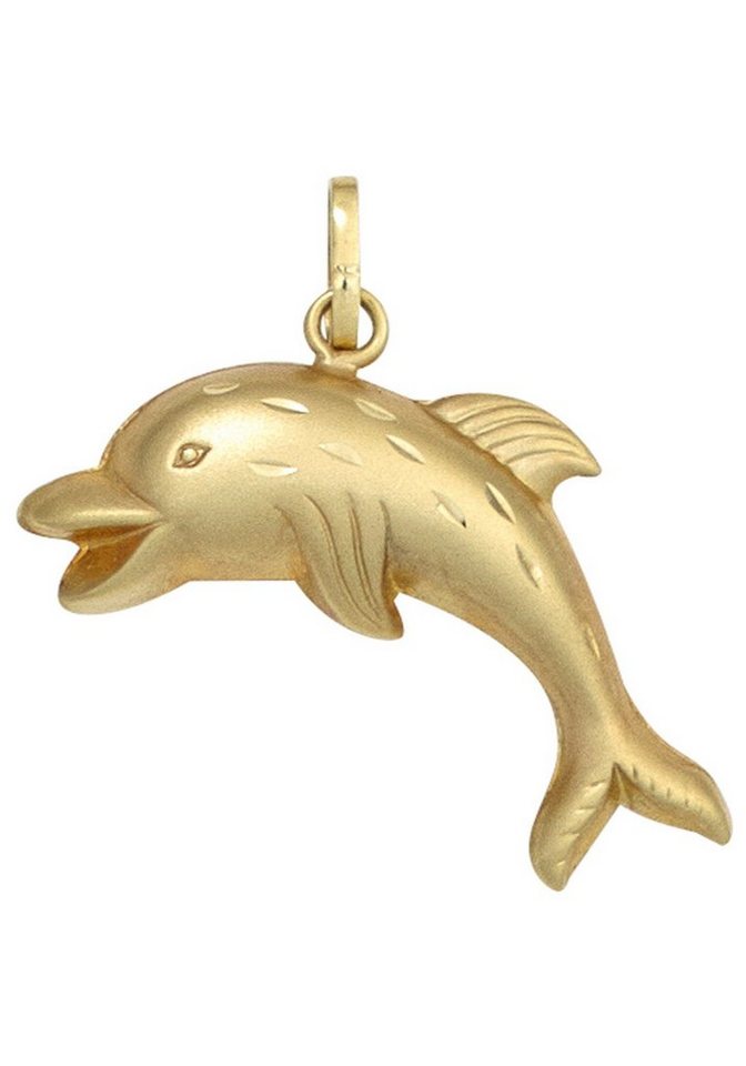JOBO Kettenanhänger Anhänger Delfin, 333 Gold, Höhe ca. 19,4 mm, Breite ca.  22,6 mm, Tiefe ca. 4,8 mm