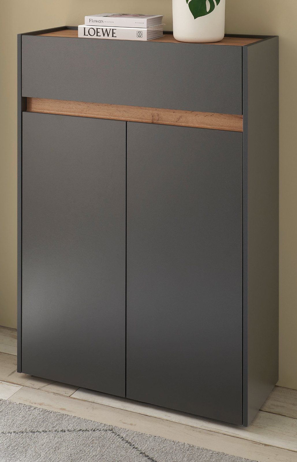 Furn.Design Schuhschrank Center (Flur Kommode in grau mit Wotan Eiche, 85 x 122 cm) mit viel Stauraum